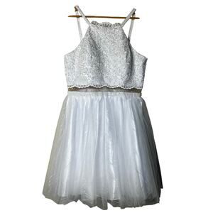Anny Lee Dress Size XL White‎ Lace Beaded Sequins Wedding Party Formal Strappy